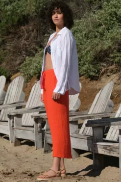 Velvet By Graham & Spencer Womens RAVYN COTTON GAUZE WIDE LEG PANT