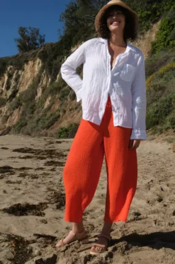 Velvet By Graham & Spencer Womens RAVYN COTTON GAUZE WIDE LEG PANT