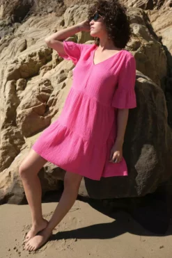 Velvet By Graham & Spencer BRIANNE COTTON GAUZE TIERED DRESS Womens