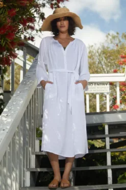 Velvet By Graham & Spencer CHRISTELLE COTTON GAUZE MIDI DRESS