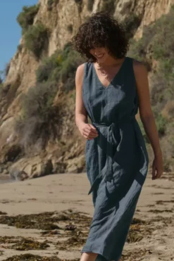 Velvet By Graham & Spencer Womens ACADIA LINEN MAXI DRESS