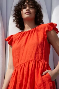 Velvet By Graham & Spencer Womens EVONNE LINEN DRESS