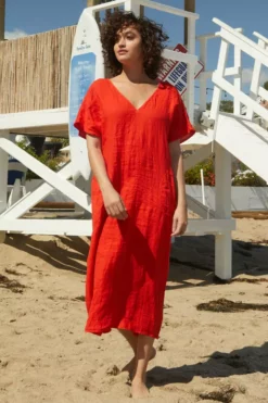 Velvet By Graham & Spencer YANA LINEN CAFTAN DRESS
