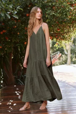 Velvet By Graham & Spencer Womens CLEO LINEN MAXI DRESS
