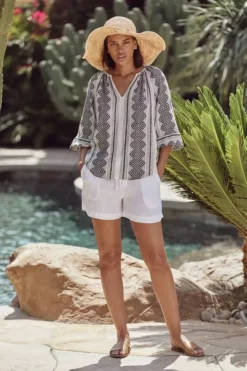 Velvet By Graham & Spencer Womens TAMMY DRAWSTRING LINEN SHORT