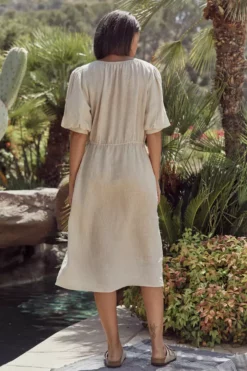 Velvet By Graham & Spencer SUSANNAH PUFF SLEEVE LINEN DRESS