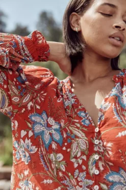 Velvet By Graham & Spencer MIKAYLA BUTTON-UP PRINTED BLOUSE Womens 14 Velvet By Graham & Spencer MIKAYLA BUTTON-UP PRINTED BLOUSE Womens