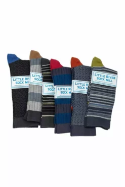 Velvet By Graham & Spencer STRIPED RIB CREW SOCK BY LITTLE RIVER SOCK MILL Accessories