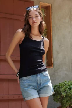 Velvet By Graham & Spencer Womens ALIZA RIBBED COTTON LAYERING TANK