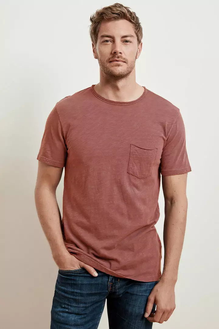 Velvet By Graham & Spencer Mens CHAD RAW EDGE COTTON SLUB POCKET TEE 52 Velvet By Graham & Spencer Mens CHAD RAW EDGE COTTON SLUB POCKET TEE