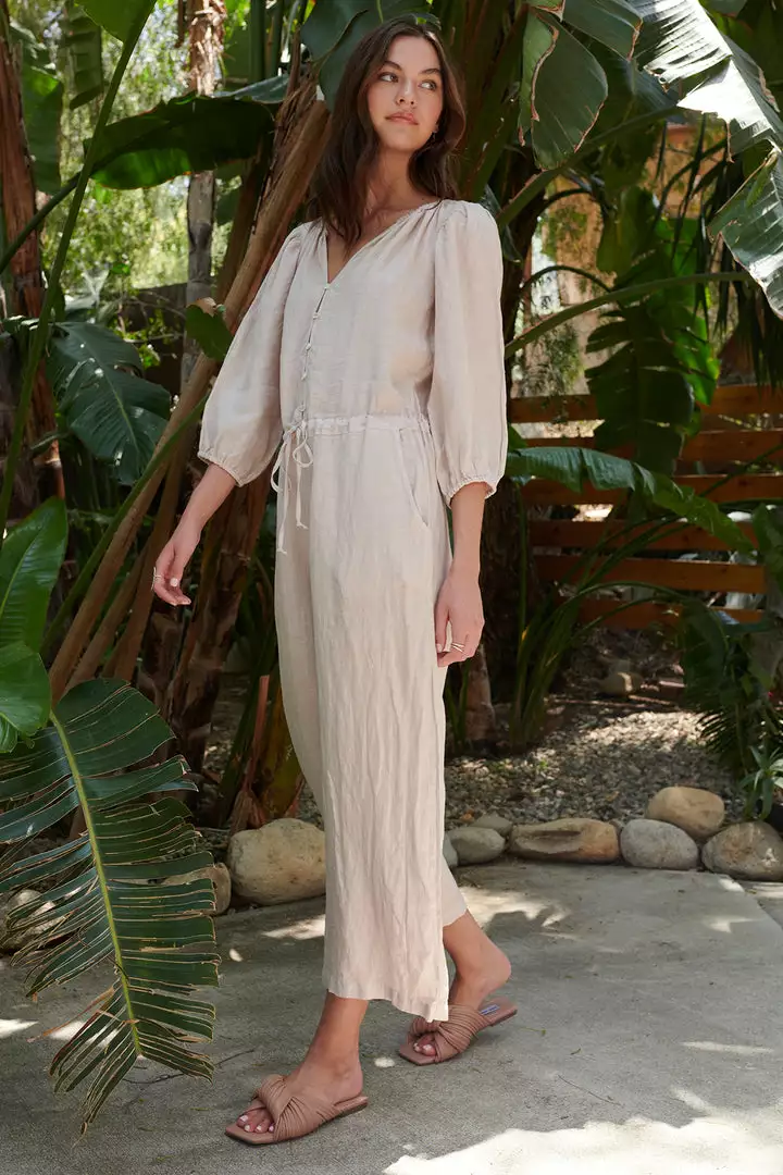 Velvet By Graham & Spencer DIONNE LINEN JUMPSUIT Womens 2 Velvet By Graham & Spencer DIONNE LINEN JUMPSUIT Womens