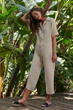 Velvet By Graham & Spencer ELIA COTTON GAUZE JUMPSUIT Womens