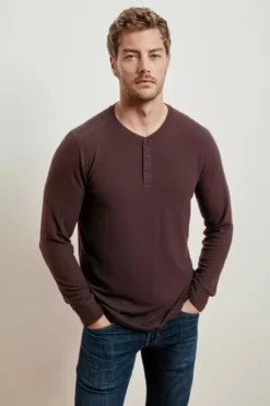 Velvet By Graham & Spencer Mens FAUST MARLED COZY JERSEY HENLEY