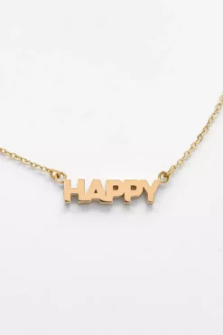 Womens HAPPY SCRIPT NECKLACE BY THATCH