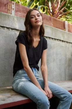 Velvet By Graham & Spencer JILIAN ORIGINAL SLUB V-NECK TEE