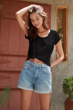 Velvet By Graham & Spencer KIRA ORIGINAL SLUB SCOOP NECK TEE Womens