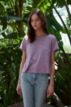 Velvet By Graham & Spencer LULA COTTON SLUB SWING TEE Womens