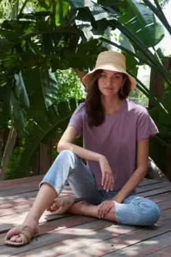 Velvet By Graham & Spencer LULA COTTON SLUB SWING TEE Womens