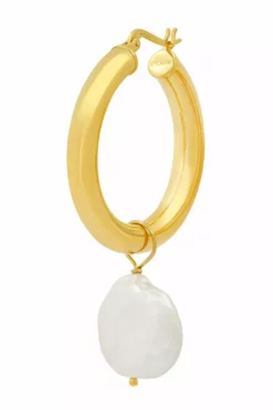 Womens SADE HOOPS WITH PEARL CHARM BY BYCHARI