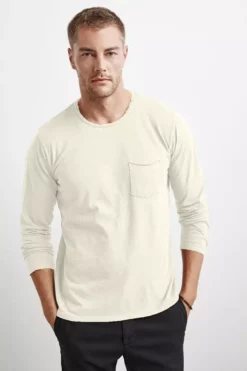 Velvet By Graham & Spencer SIMEON RAW EDGE COTTON SLUB TEE