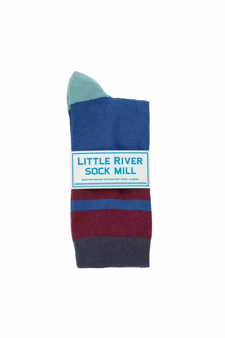 CUSHIONED STRIPED CREW SOCK BY LITTLE RIVER SOCK MILL 2 CUSHIONED STRIPED CREW SOCK BY LITTLE RIVER SOCK MILL