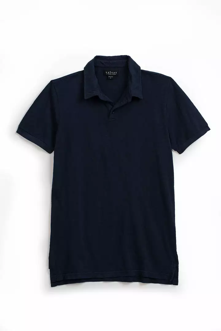 Velvet By Graham & Spencer RANDALL COTTON SLUB POLO Mens 2 Velvet By Graham & Spencer RANDALL COTTON SLUB POLO Mens