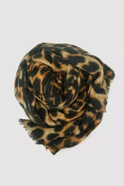 Velvet By Graham & Spencer Womens LEOPARD RAW EDGE SCARF