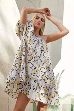 Velvet By Graham & Spencer ADALYN ONE SHOULDER PRINTED DRESS Womens