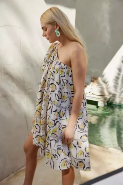 Velvet By Graham & Spencer ADALYN ONE SHOULDER PRINTED DRESS Womens