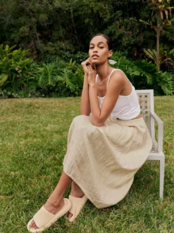 Velvet By Graham & Spencer FAE LINEN A-LINE SKIRT 12 Velvet By Graham & Spencer FAE LINEN A-LINE SKIRT