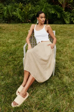 Velvet By Graham & Spencer FAE LINEN A-LINE SKIRT