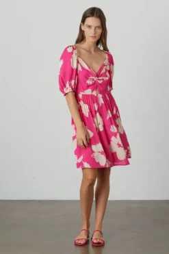 Velvet By Graham & Spencer Womens MAKENA TWIST FRONT PRINTED DRESS