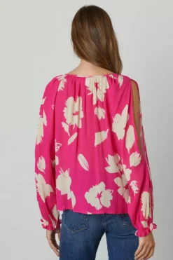 Velvet By Graham & Spencer VIKKI PRINTED CUT OUT BLOUSE