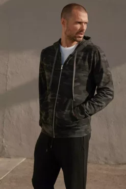 Velvet By Graham & Spencer Mens BARNEY CAMO PRINT ZIP UP HOODIE