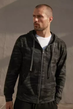 Velvet By Graham & Spencer Mens BARNEY CAMO PRINT ZIP UP HOODIE