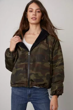 Velvet By Graham & Spencer AUDREE REVERSIBLE CAMO SHERPA JACKET Womens