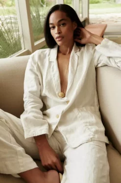 Velvet By Graham & Spencer Womens CASSIE HEAVY LINEN BLAZER