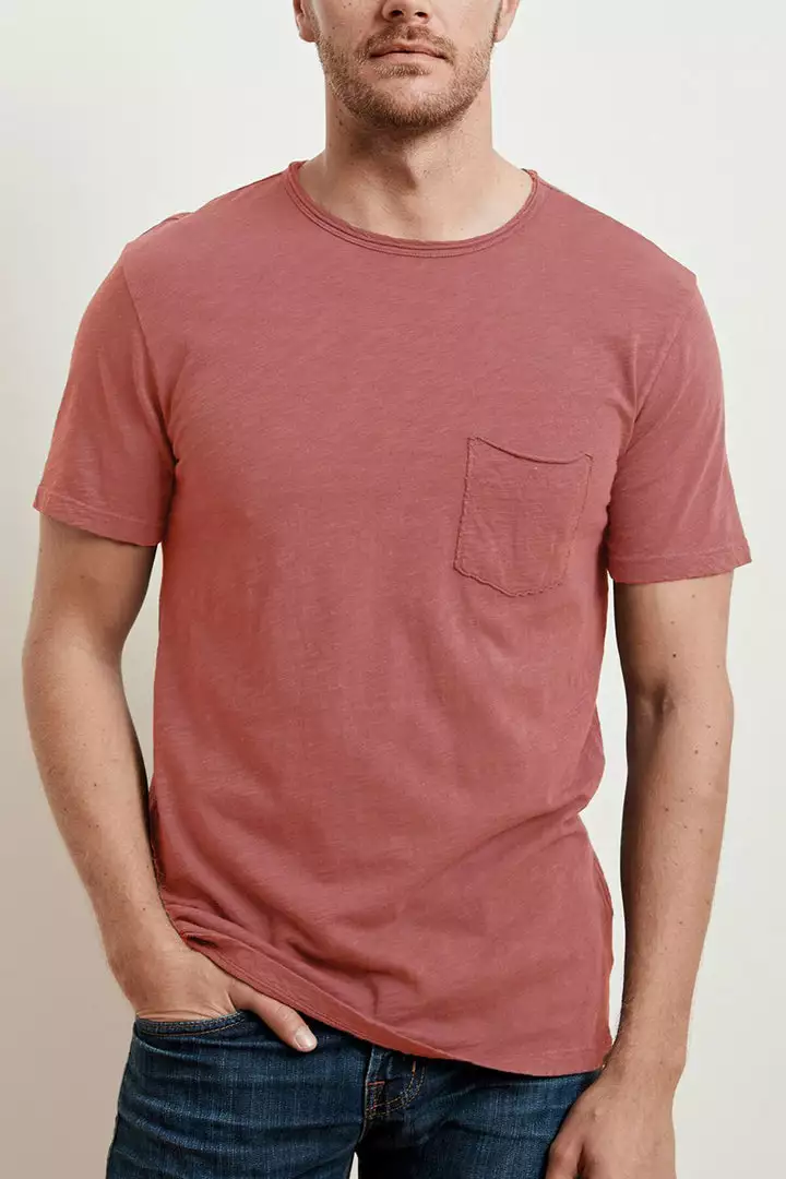 Velvet By Graham & Spencer Mens CHAD RAW EDGE COTTON SLUB POCKET TEE 44 Velvet By Graham & Spencer Mens CHAD RAW EDGE COTTON SLUB POCKET TEE