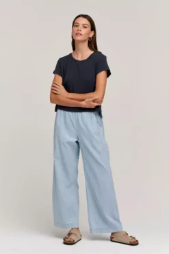 Velvet By Graham & Spencer BROOKLYN CHAMBRAY WIDE LEG PANT Womens