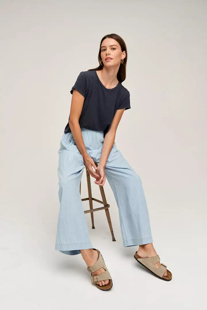 Velvet By Graham & Spencer BROOKLYN CHAMBRAY WIDE LEG PANT Womens 5 Velvet By Graham & Spencer BROOKLYN CHAMBRAY WIDE LEG PANT Womens