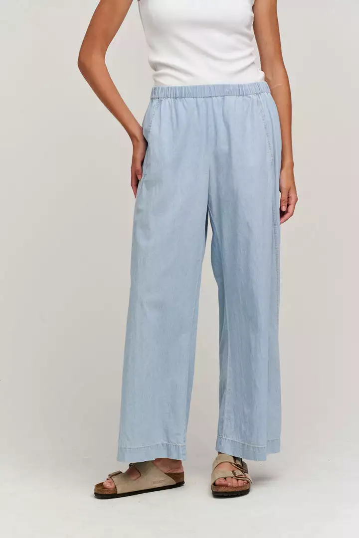 Velvet By Graham & Spencer BROOKLYN CHAMBRAY WIDE LEG PANT Womens 3 Velvet By Graham & Spencer BROOKLYN CHAMBRAY WIDE LEG PANT Womens