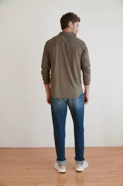 Velvet By Graham & Spencer Mens ARLIE CONTRAST COTTON JERSEY BUTTON-UP SHIRT