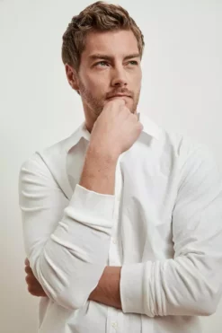 Velvet By Graham & Spencer Mens ARLIE CONTRAST COTTON JERSEY BUTTON-UP SHIRT