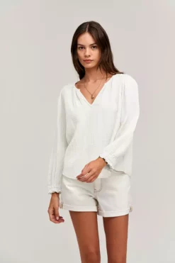 Velvet By Graham & Spencer ANTONIA COTTON GAUZE BLOUSE