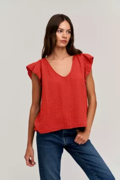 Velvet By Graham & Spencer BREANNA COTTON GAUZE TOP Womens 17 Velvet By Graham & Spencer BREANNA COTTON GAUZE TOP Womens