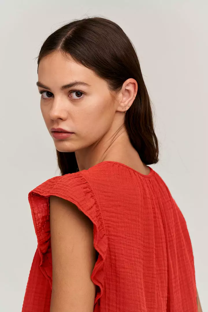 Velvet By Graham & Spencer BREANNA COTTON GAUZE TOP Womens 8 Velvet By Graham & Spencer BREANNA COTTON GAUZE TOP Womens