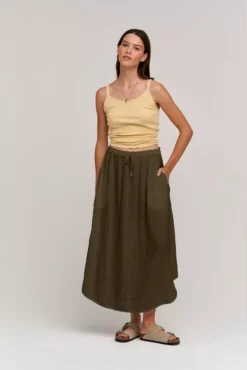 Velvet By Graham & Spencer DANA COTTON GAUZE MIDI SKIRT