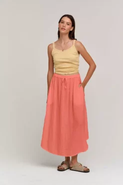 Velvet By Graham & Spencer DANA COTTON GAUZE MIDI SKIRT