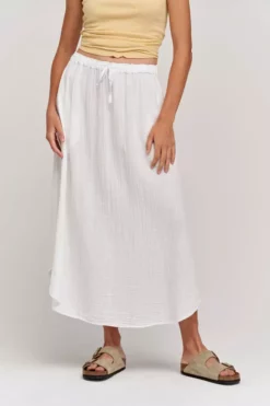 Velvet By Graham & Spencer DANA COTTON GAUZE MIDI SKIRT