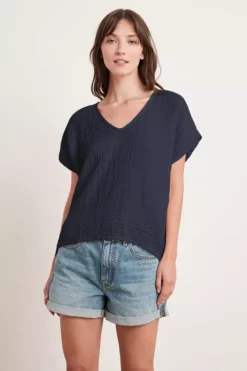 Velvet By Graham & Spencer ELSA COTTON GAUZE TOP